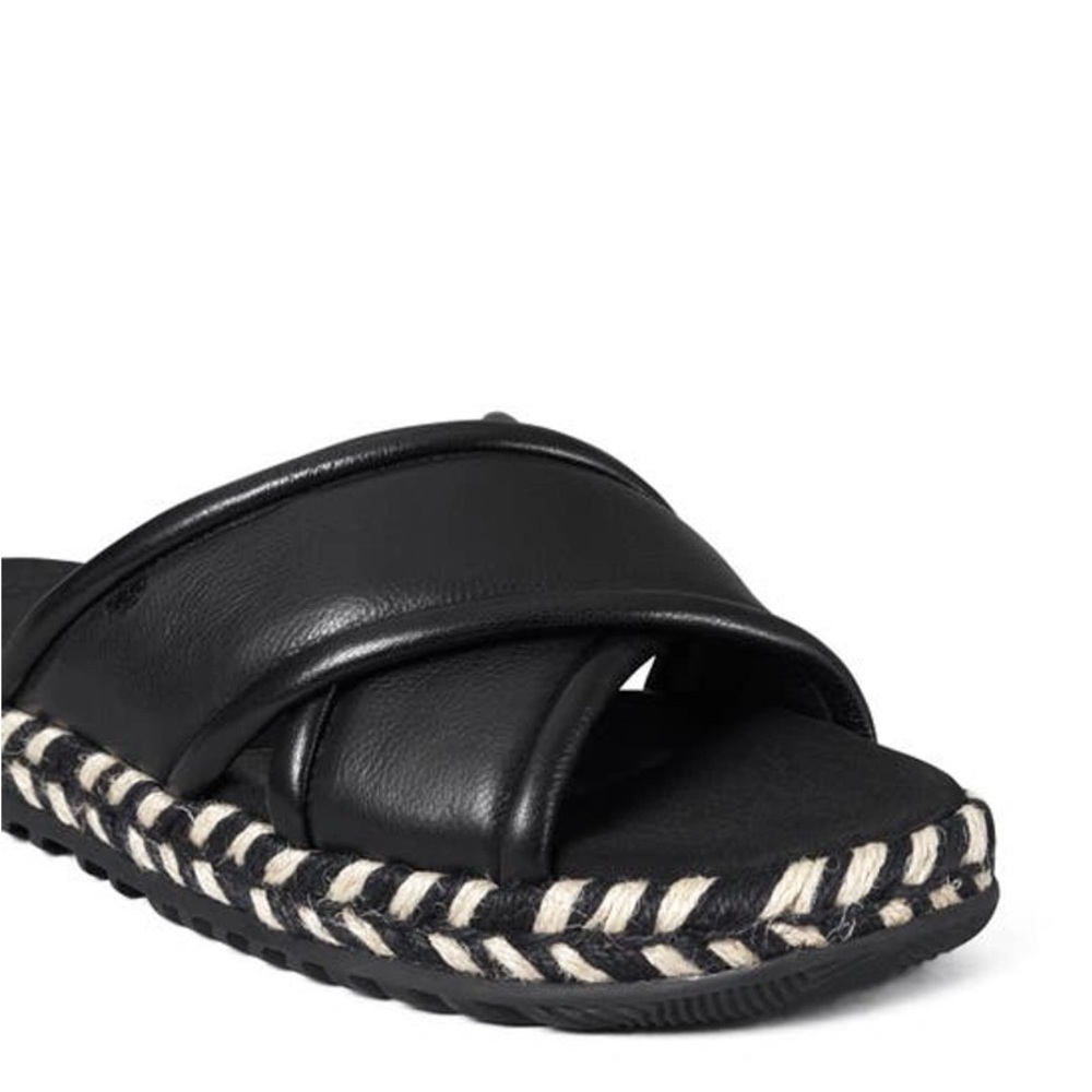 Tory Burch Crisscross Black Leather Espadrille Sandals sz 7.5